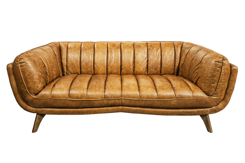 Leather luxurious sofa isolated on white background.